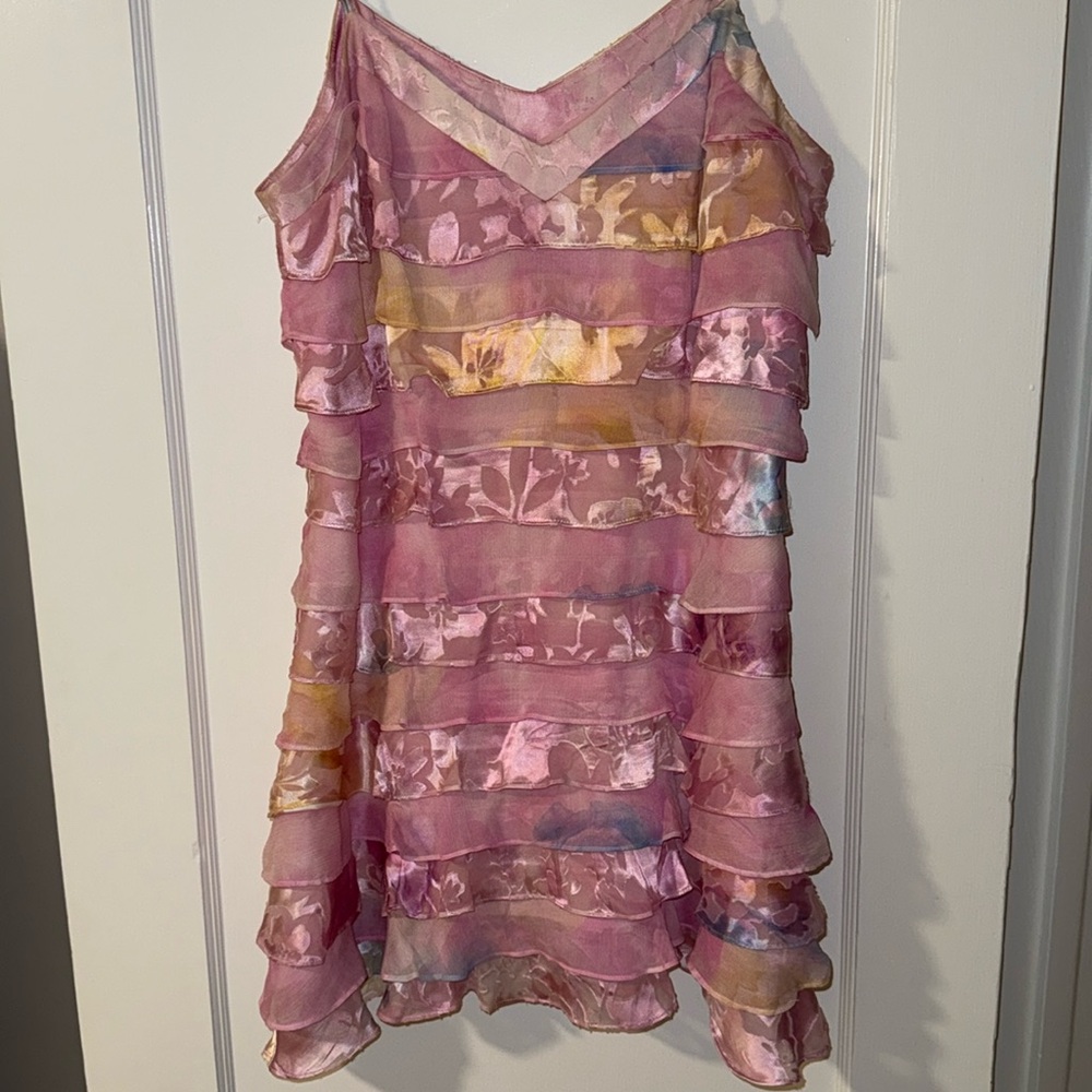 LoveShackFancy Pink Layered Sleeveless Mini Dress